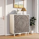 COSIEST 32" W Sideboard Buffet Cabinet with Storage, Accent Cabinet with 2 Push-to-Open Magnetic Doors, Vintage MDF Buffet Ta
