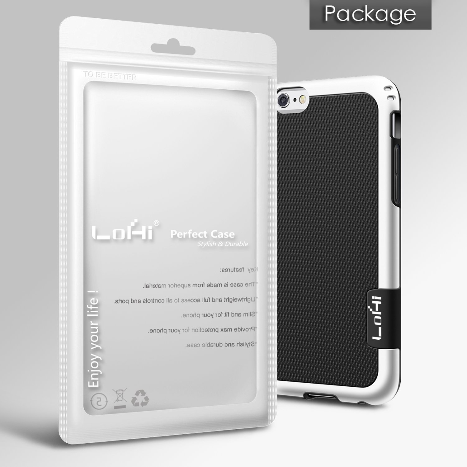 iPhone 6 Case LoHi Rubber Silicone Rugged Heavy Duty Protection Hybrid Cover Shock-Absorption Anti-Scratch Stylish Bumper Case for iPhone 6/6S (Black)