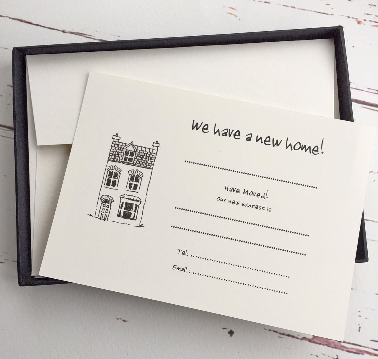 Wagtail DesignsChange of Address Cards Blank 20 Cream Cards (300gsm) with Matching envelopes (Choose 'Town House' or 'Red roof' Design) (Town House)