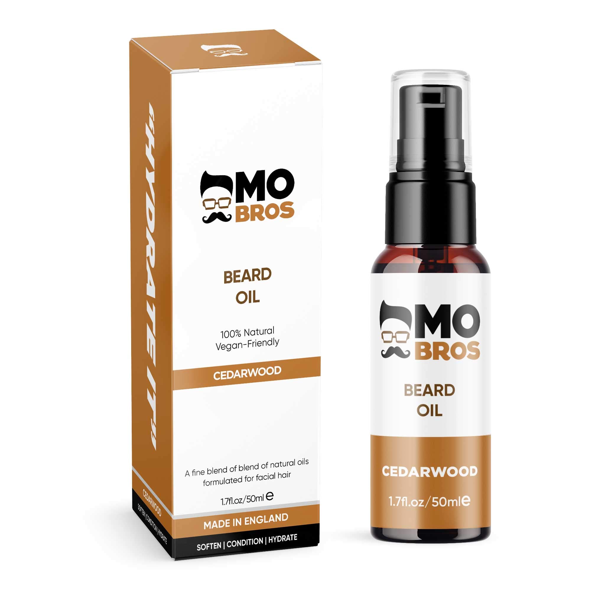 Beard Oil | Cedarwood | 50ml | Softens, Hydrate & Conditions Facial Hair | Promotes Growth, Reduces Dryness & Itching | Contains Natural & Premium Ingredients Argan, Jojoba