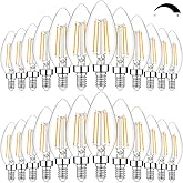 24-Pack Dimmable E12 LED Candelabra Bulbs 60W Equivalent, 2700K Soft Warm White, 600 Lumens B11 Candle Base 6W C35 LED Filament Vintage Light Bulbs, Clear Glass for Chandelier Ceiling Fan High CRI 90+