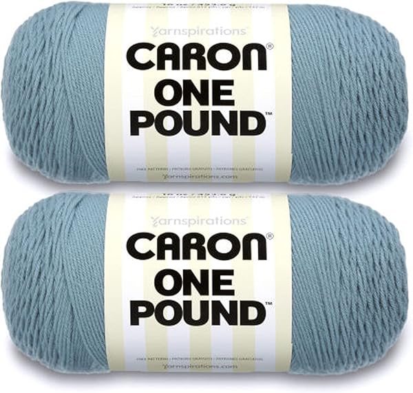 Caron One Pound Azure Garn – 2 Packungen mit 454 g – Acryl – 4 Medium (Kamm) – 800 Meter – Stricken/Häkeln
