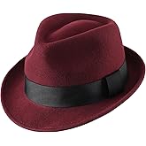 Home Prefer Men's Wool Felt Winter Hat Short Brim Fedora Hat