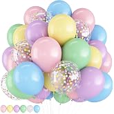 HILAVO Pastel Balloons Back To School Rainbow Colorful Birthday Balloon | Pastel Color Confetti Balloon for Fun To Be One Fancy First Birthday Ice Cream Christmas Baby Shower Bridal Party Decorations