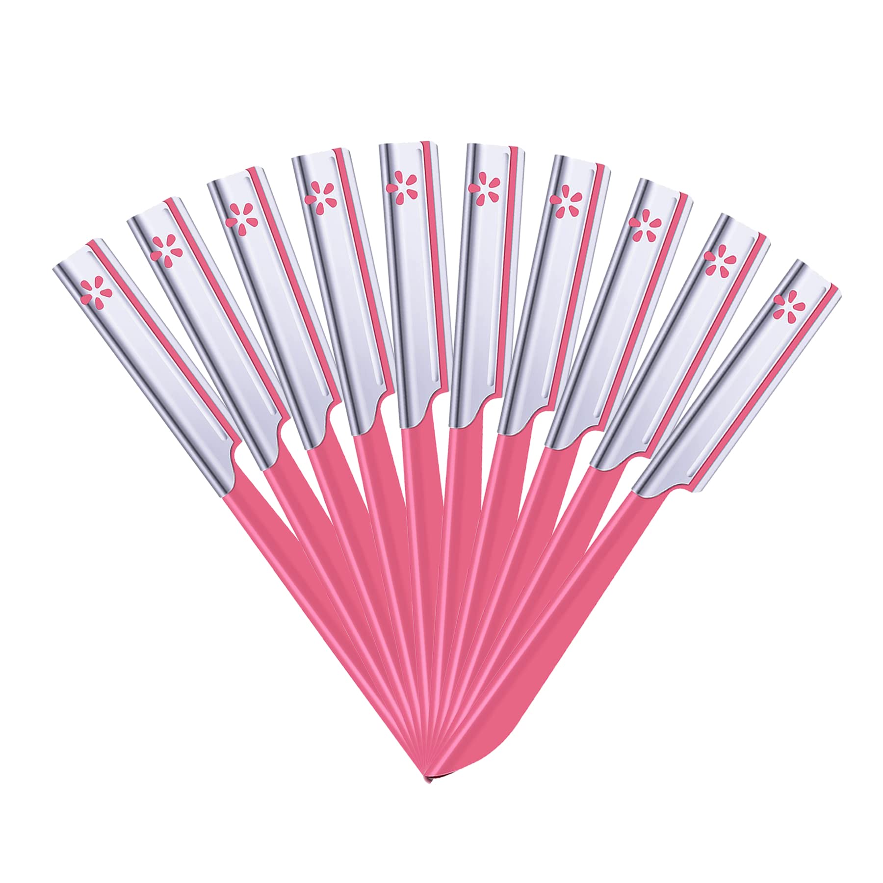 Photo 1 of 10 Pieces Eyebrow Razor for Women Facial Shaver Razor Brow Shaper Eyebrow Trimmer Dermaplaner Shaping Tool with Cover (Pink)