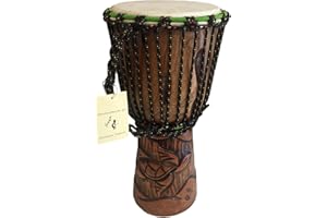 JIVE Djembe Drum African Bongo Congo Wood Drum Deep Carved Solid Mahogany Goat Skin Professional Quality 16" High (Turtle)