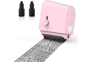 MoKo Identity Theft Protection Roller Stamp, Wide Refillable Confidential Roller Stamp with 2 Ink Refills, Privacy Stamp Roll