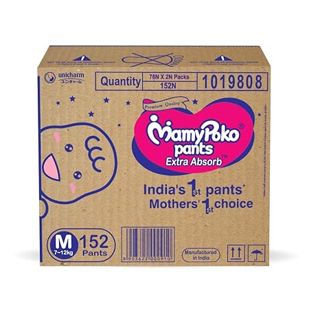 MamyPoko Pants Extra Absorb Diaper Box, Medium (152 Count)