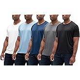 DEVOPS 2 or 5 Pack Men's UPF 50+ Sun Protection Moisture Wicking Dry-Fit Short Sleeve Workout V-Neck Shirts