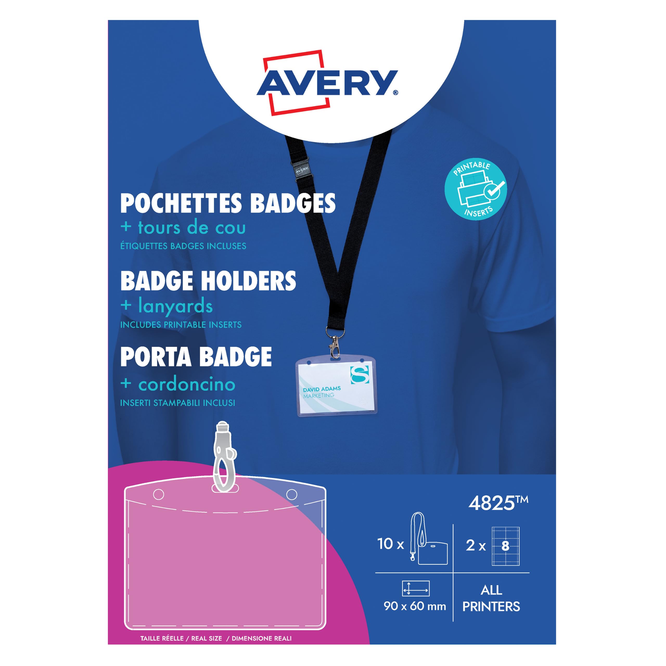 Avery Name Badge Holder With Lanyard 60X90mm Pack 10
