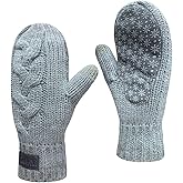 Jökulríki Touchscreen Mittens for Women Sherpa Lined Cold Weather Chunky Cable Knit Mitt