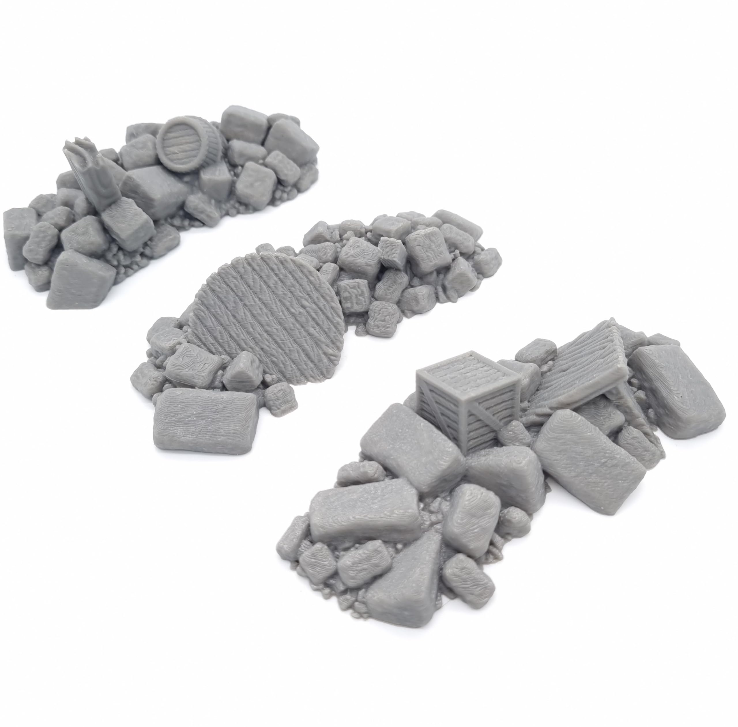 Rubble Scatter Terrain – 3-Piece Debris Set for 28-32mm Wargames Scenery for Tabletop, Fantasy & War Game Miniatures