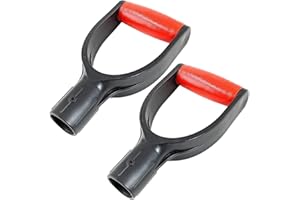Jiozermi 2 Pcs Plastic Shovel D Grip Handles, 32mm / 1.26" Inner Diameter Spade Handle, Shovel Handle for Digging Raking Tools, Red
