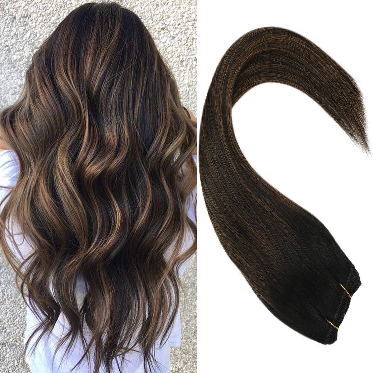 Amazon.com : Sunny Black Sew in Hair Extensions 16 Inch Balayage