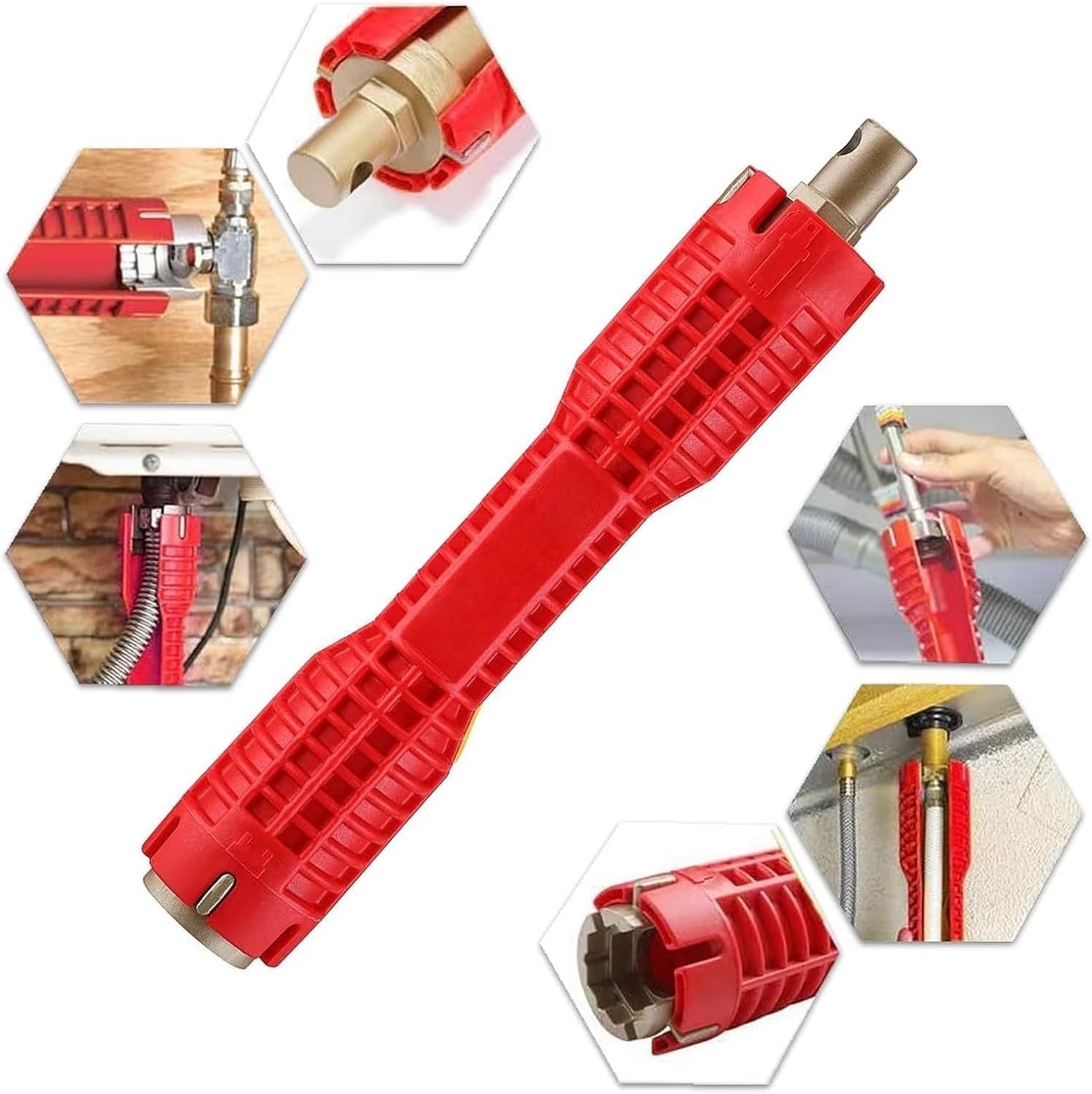 Photo 1 of Faucet and Sink Installer?8-in-1?Multi-purpose Wrench Plumbing Tool for Toilet Bowl/Sink/Bathroom/Kitchen Plumbing Repair Installation Hand Tools(red)