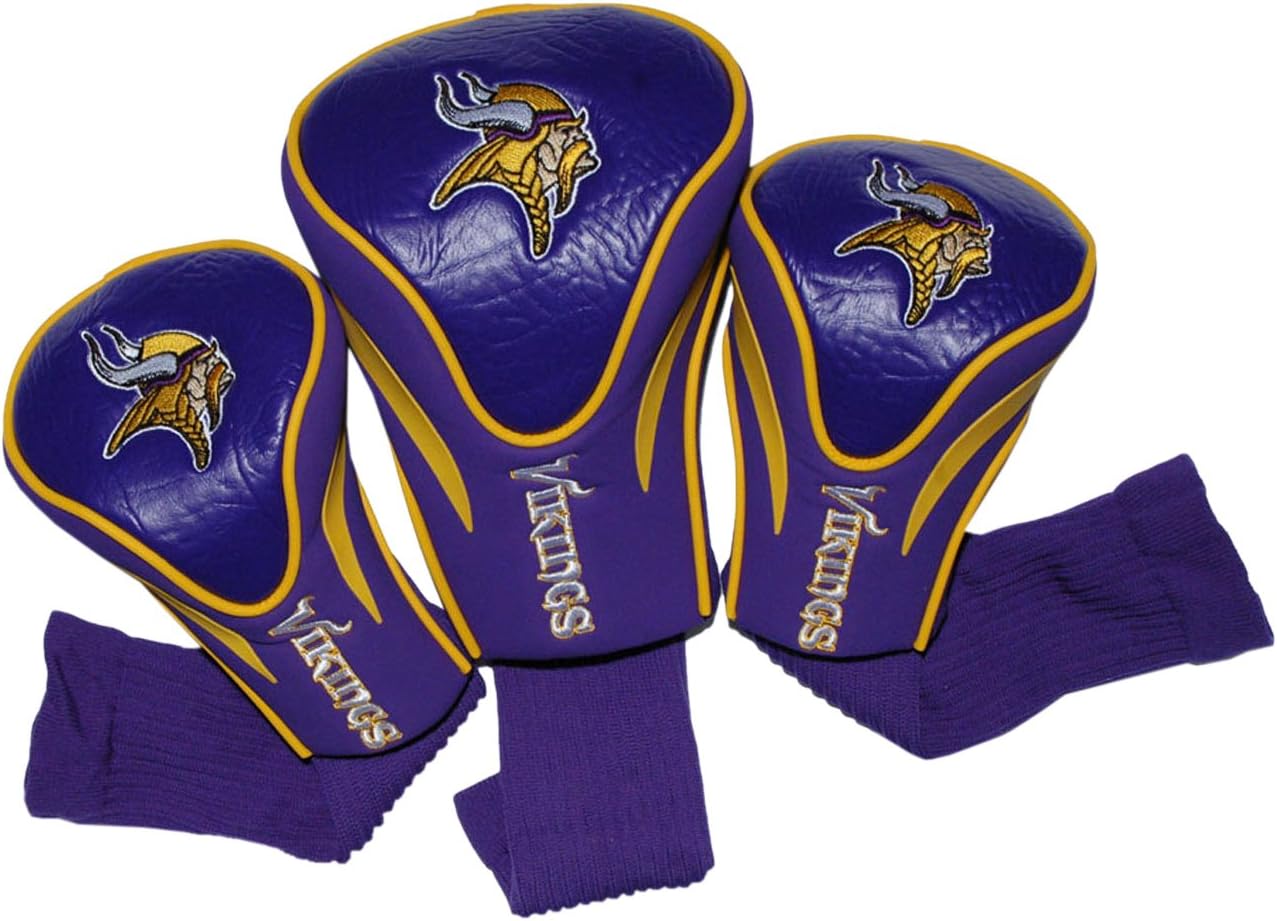 Team Golf NFL Contour Golf Club Headcovers (3 Count), Numbered 1, 3, & X, Fits Oversized Drivers, Utility, Rescue & Fairway Clubs, Velour lined for Extra Club Protection