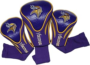 Team Golf NFL Contour Golf Club Headcovers (3 Count), Numbered 1, 3, & X, Fits Oversized Drivers, Utility, Rescue & Fairway Clubs, Velour lined for Extra Club Protection