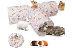 BWOGUE Bunny Tunnels & Tubes Collapsible Carrot Hideout Extra Large Small Animal Tunnel Toys for Dwarf Rabbits & Guinea Pigs Kitty(White)