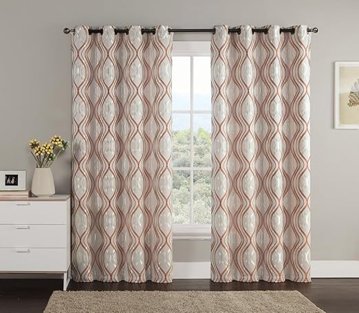 Amazon Com Victoria Classics Jacquard Window Curtain Panel Swirl