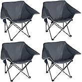 4 Pack Portable Camping Chair Compact Collapsible Outdoor Folding Sports Chairs for Adults Heavy Duty Camp Sporting Events Park Lawn 400 Lbs Black Gray