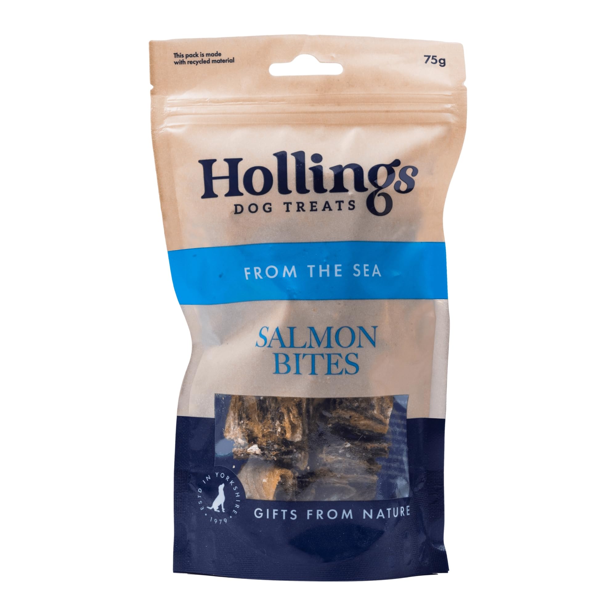 Hollings Salmon Bites Dog Treats, 100% Natural with Fresh Fish Air Dried Treats for Dogs, Hypoallergenic and Grain Free 75g