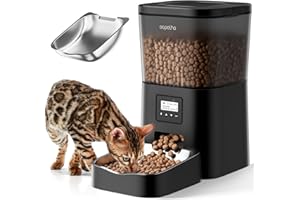Espelho Automatic Cat Feeder- 4L Timed Cat Food Dispenser 1-6 Meals Control for Cat and Small Dog- Auto Pet Feeder with Desiccant Bag Keep Fresh for Reliable Easy Set Up and Clean- Voice Recorder
