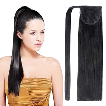 Amazon Com 18 Ponytail Hair Extensions Straight Wrap Around