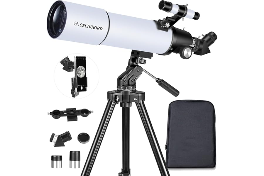 Celticbird Telescope for Adults High Powered, 80mm Aperture 600mm AZ Mount Refractor Telescope for Kids Beginners - Portable Telescopes for Adults Astronomy with Backpack, Phone Adapter, Moon Filter
