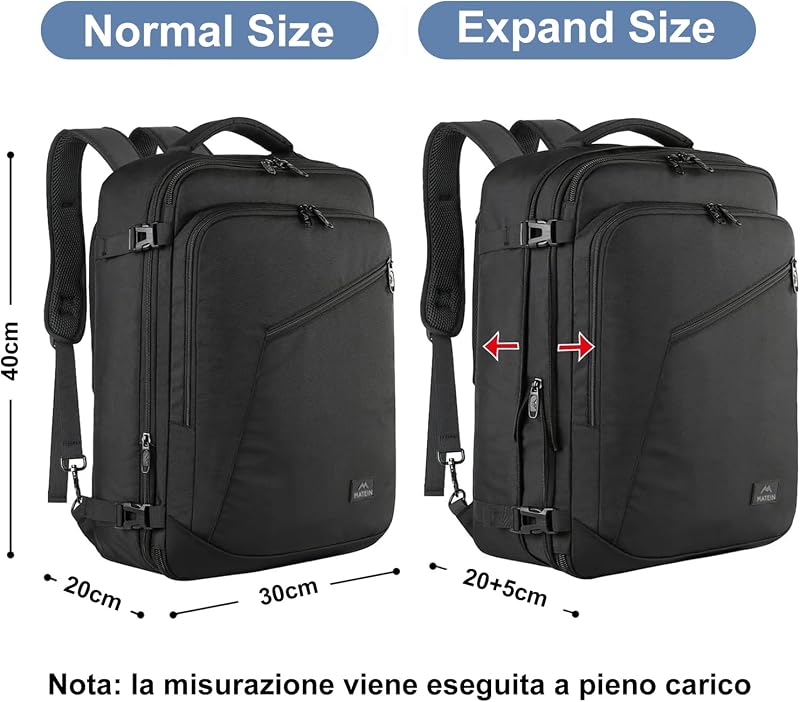 Zaino Ryanair 40x30x20, Espandibile Zaino da Viaggio, Zaini 40x30x20