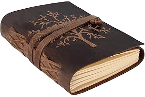 moonster Leather Journal Lined Notebook - Embossed Tree of Life Journal for Women, 7 x 5 Inches Mens Diary Drawing Notebooks - 400 pages - Lined Paper College Ruled - Inspirational Gifts for Women