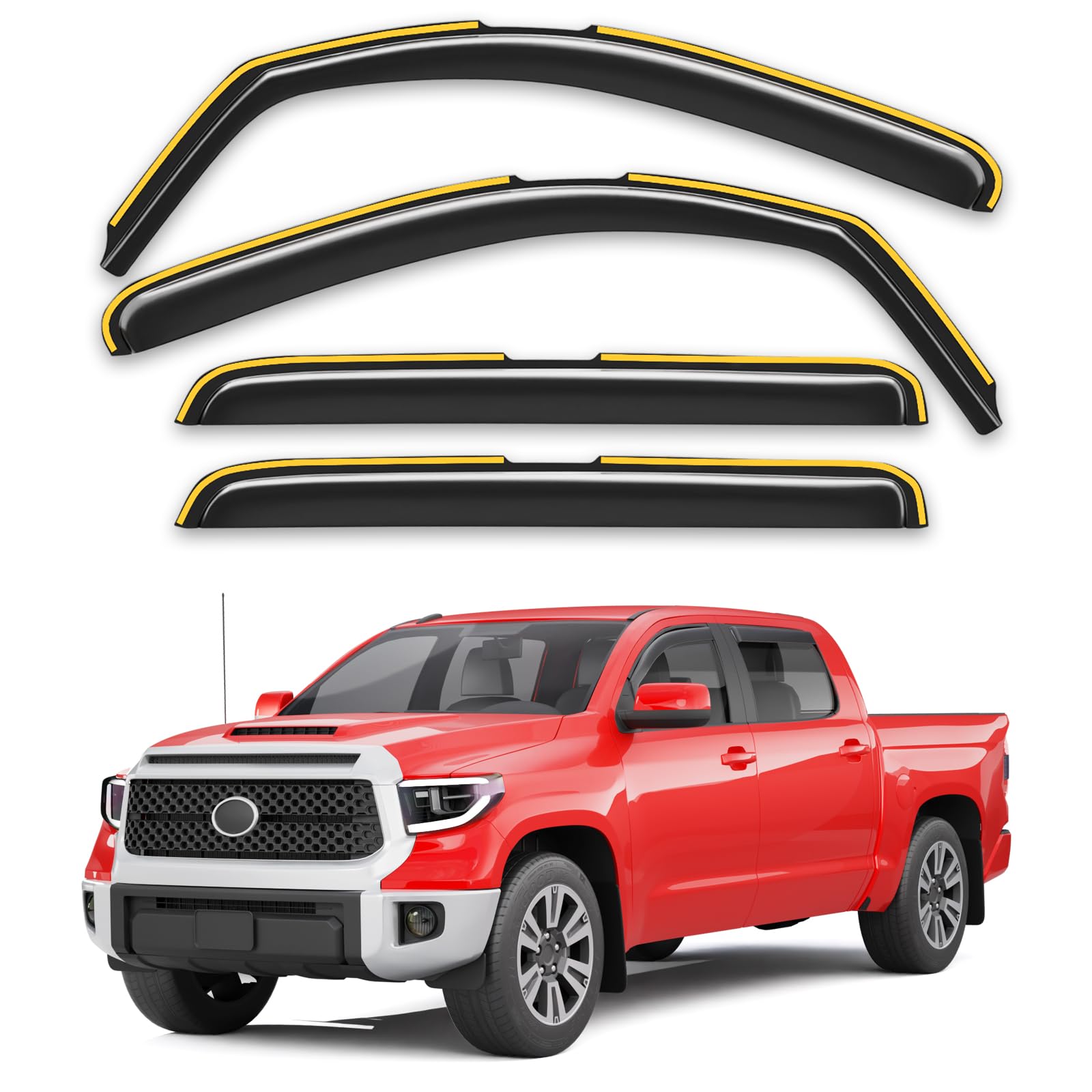 Photo 1 of Saleago in-Channel Window Rain Guards Fit for Truck Toyota Tundra 2007-2021 CrewMax Extra Durable Window Deflectors Window Visors Vent Visors Vent Shades Car Accessories-4 pcs Q27