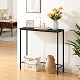 HOOBRO Console Table Slim Hallway Table Black Metal Frame 75x24x75cm view 3