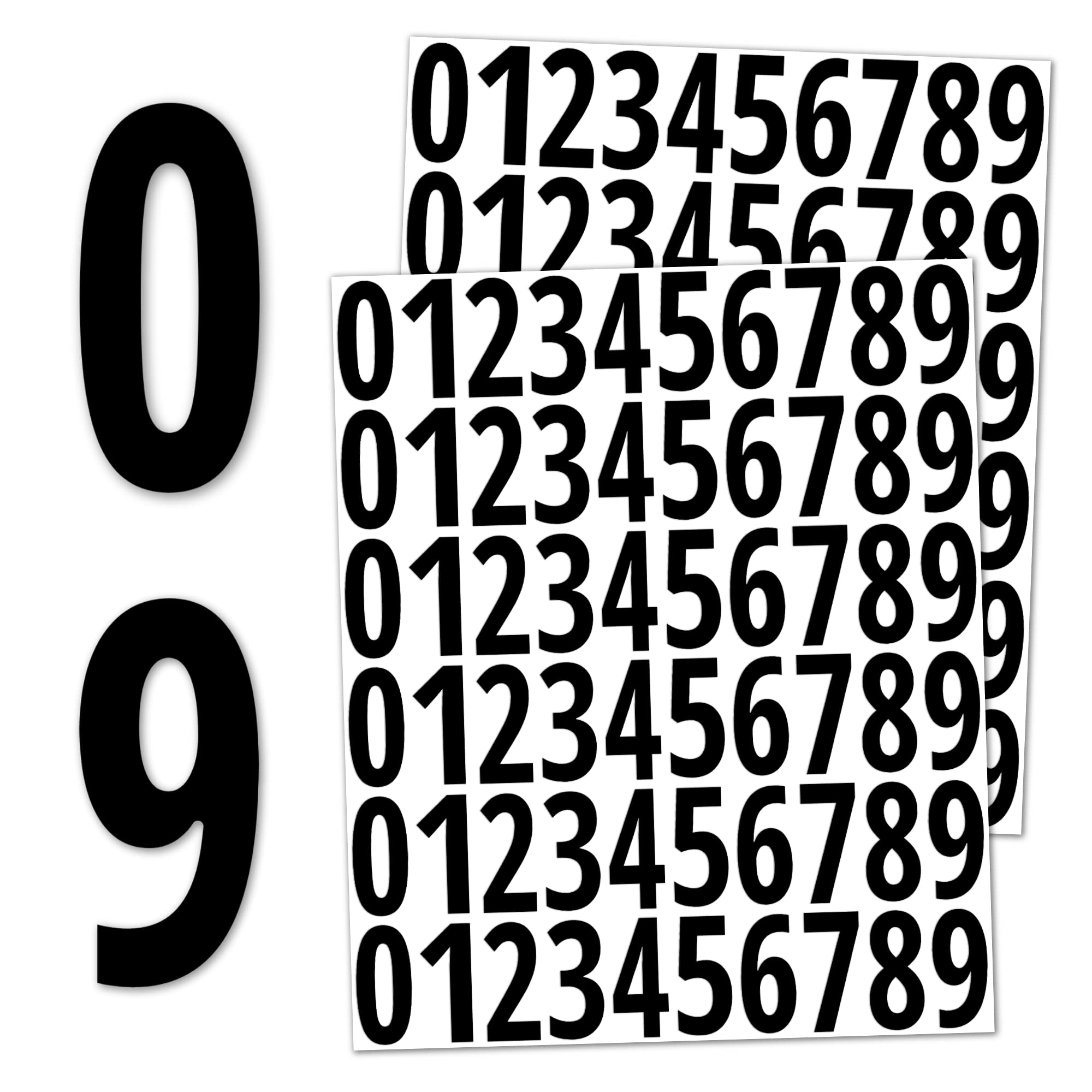 600 Pieces, 25mm - Number Stickers, Waterproof Vinyl Stick On Numbers - Black