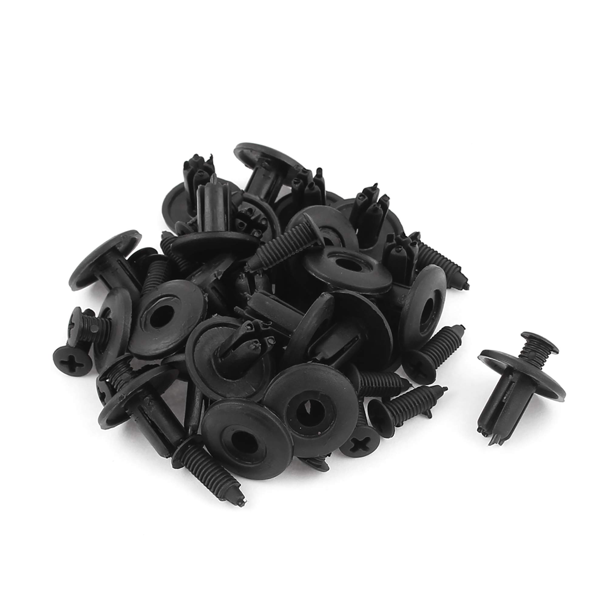 sourcingmap 25 Pcs Black Plastic Push in Bumper Door Rivets Clip 8mm Hole Universal