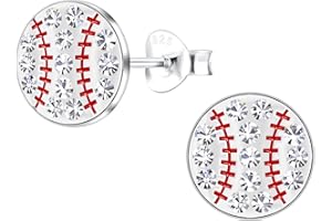 ICYROSE Hypoallergenic Solid 925 Sterling Silver Sports Fan Baseball/Softball Stud Earrings