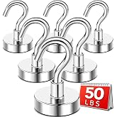DIYMAG Magnetic Hooks,50lbs Heavy Duty Magnets with Hook Silver 6 Pack | Rare Earth N52 2026 Cruise Cabin Ship Essentials for Fridge Hanging Classroom Beach Vacation Kitchen Grills Home Must Have