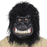 MOKRY PARTY Gorilla Mask Hairy Latex Animal Mask Monkey Head Mask Halloween Carnival Costume Mask