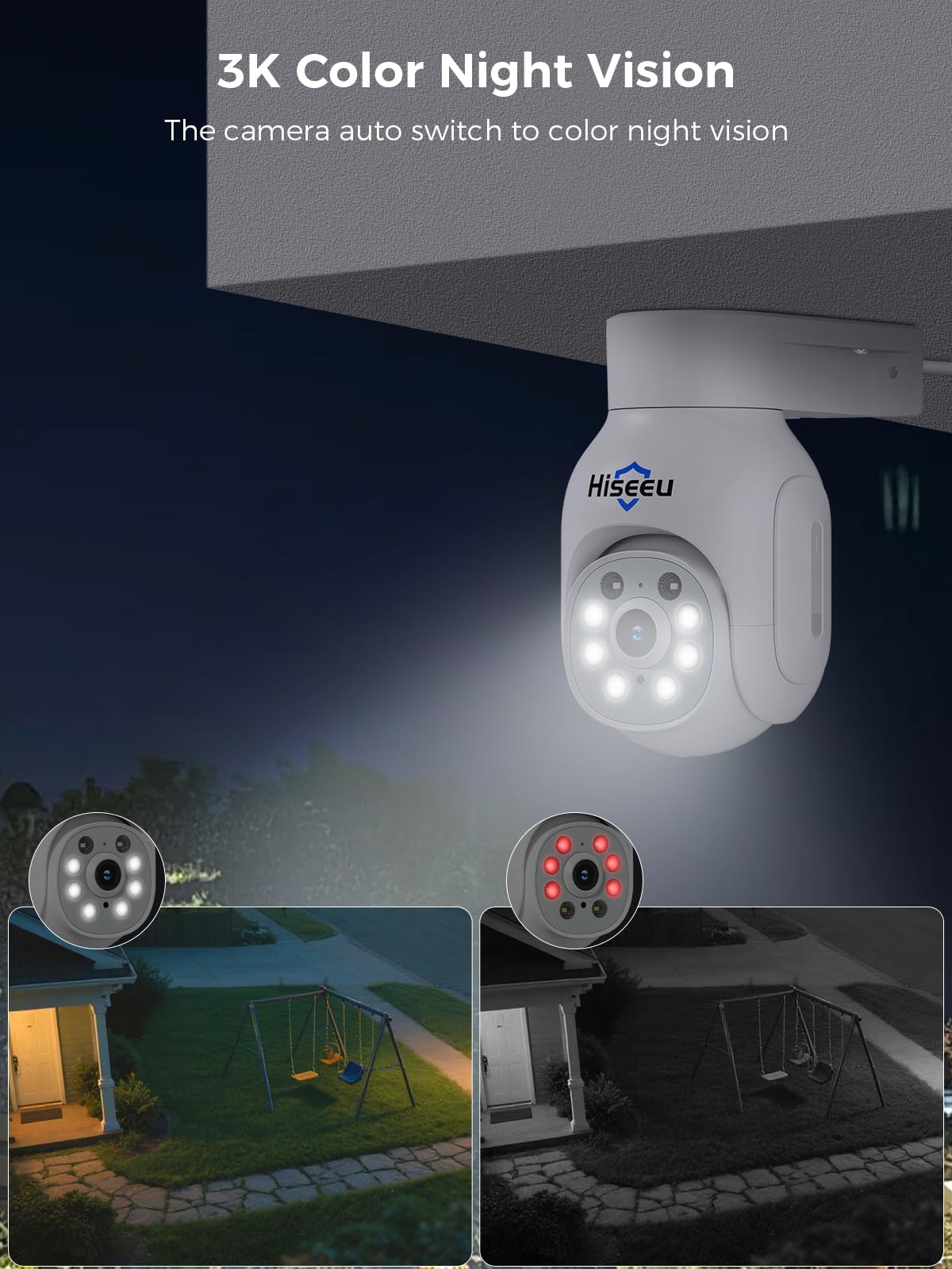 Hiseeu 5MP Wireless PTZ Security Camera System, Indoor Outdoor IP66 Waterproof WiFi Camera, 4K 10CH NVR, 2-Way Audio, Motion Detection Alarm, 24/7 Surveillance, 1TB Hard Drive (Plug-in Power Supply)