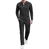 COOFANDY Men's 2 Piece Tracksuit Set Polo Athletic Sweatsuit Quarter Zip Jogging Long Sleeve Casual Sports Outfits