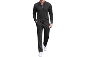 COOFANDY Men's 2 Piece Tracksuit Set Polo Athletic Sweatsuit Quarter Zip Jogging Long Sleeve Casual Sports Outfits
