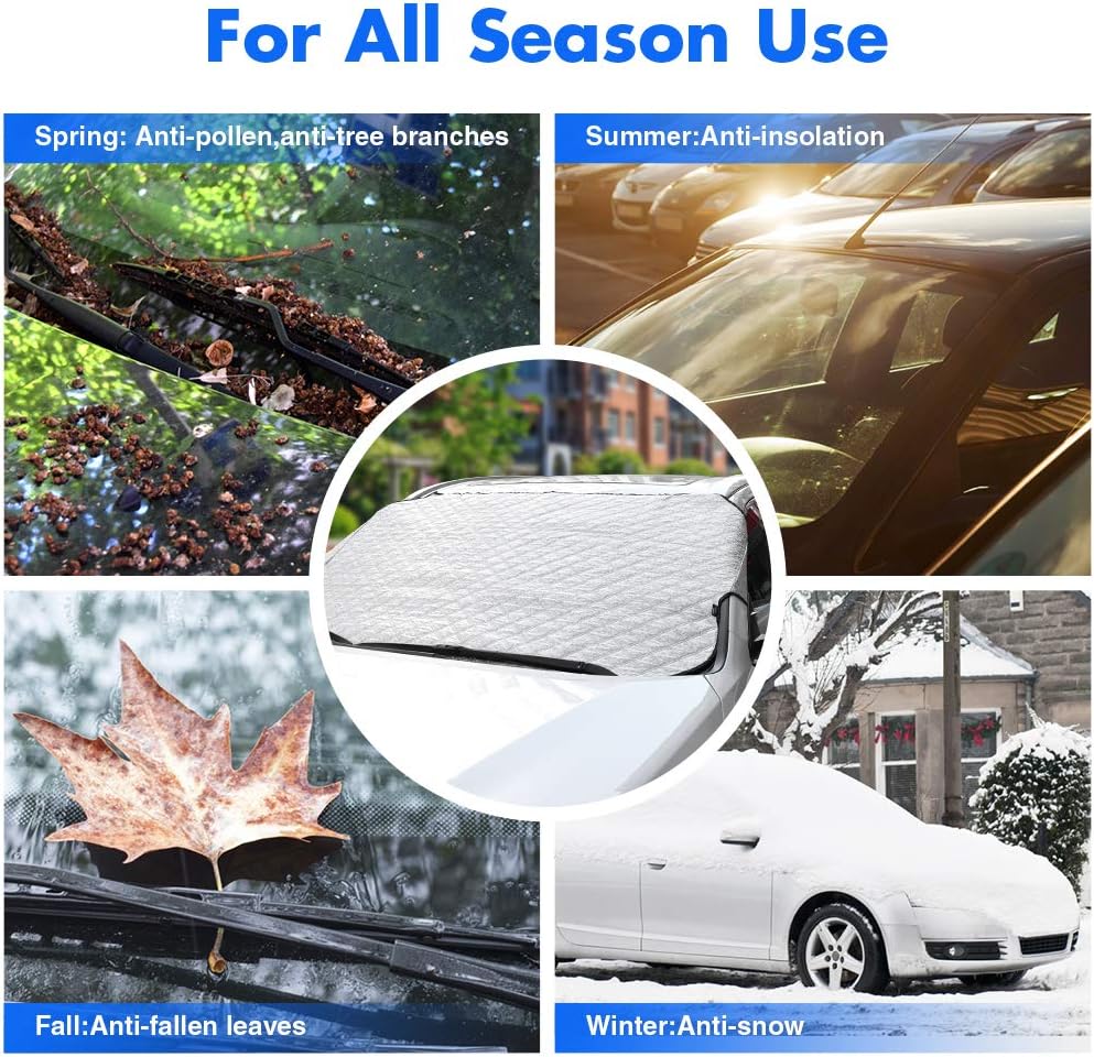 AUERVO Car Windscreen Snow Cover Windshield Snow Ice Cover Frost Waterproof Windproof Dustproof Scratch Resistant Outdoor UV Protection Car Covers for SUV Most Vehicle (S size :(56"(W) X 36"(H))) - Image 3