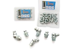 Yoliko 5/16"-24 18Pcs Grease Fitting Assortment Straight 45 90 Degree Grease Zerk Fittings, Galvanized Steel Grease Fittings and grease gun tips for Industrial/Agricultural Machinery Cars Ships ets