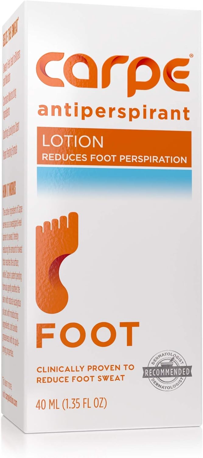 Carpe Antiperspirant Foot Lotion, A Dermatologist-Recommended Solution to Stop Sweaty, Smelly feet, Helps Prevent blisters, Great for hyperhidrosis: Health & Personal Care