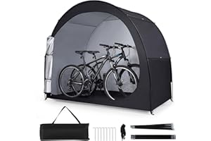 Goplus Bike Storage Tent, Portable Bicycle Shed w/Waterproof PU Coated Oxford Fabric, Floor Mat, Zippered Door, Bicycle Prote