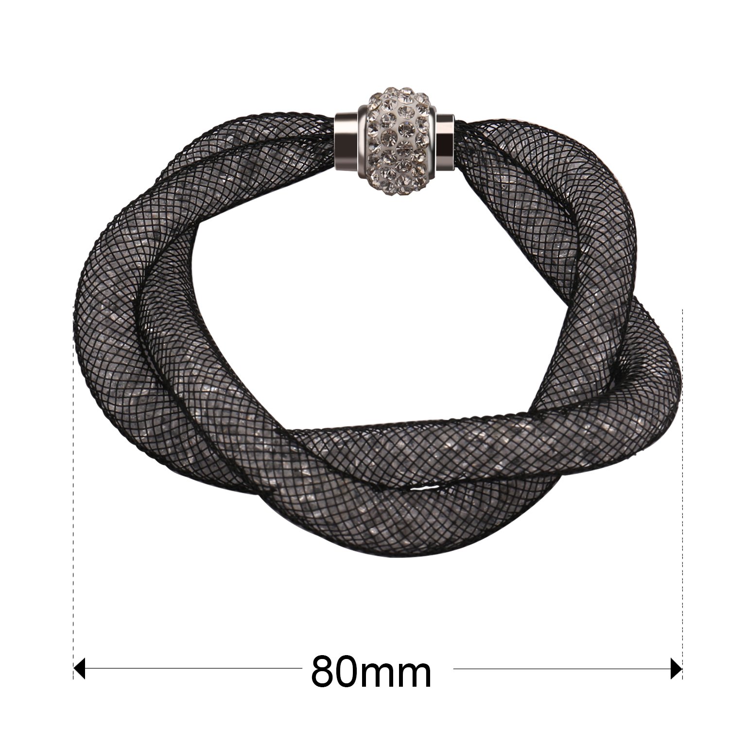 Mesh Double Stardust Bracelets,UHIBROS Stardust Twisted Mesh Bracelets With Crystal Stones Filled Magnetic Clasp Charm Bracelets Bangles Strand Bracelet For Women Gifts