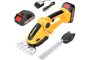 SCHTUMPA 1260-RPM Cordless Grass Shears for Makita 18V Battery, 2-in-1 Cordless Hedge Trimmer, Handheld Grass Trimmer Cordless, Electric Bush Trimmer Cordless, 1 Battery and Charger Included, Yellow