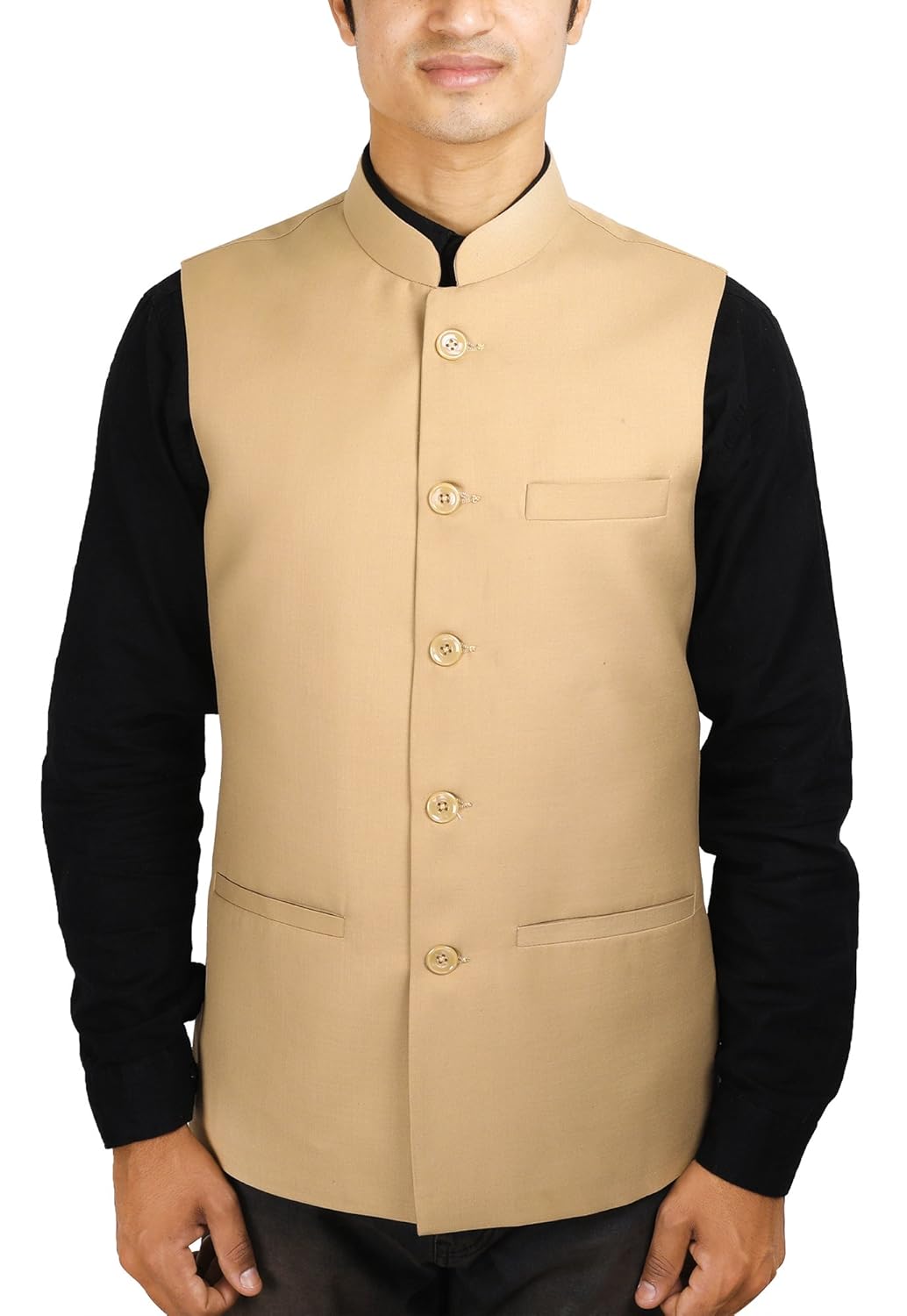 la rainbow mens cotton bandhgala modi jacket-beige