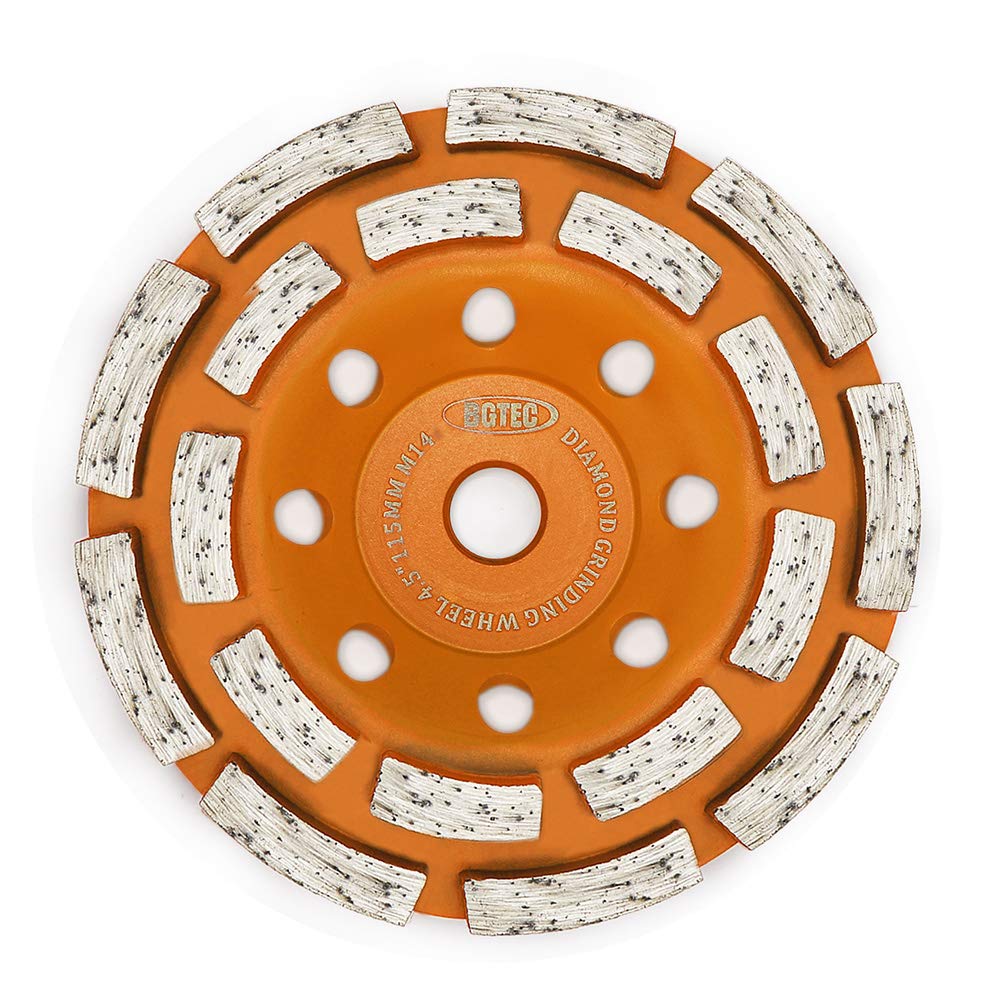 Diamond Cup Surface Grinding Wheel, BGTEC 115mm Double Row 18-Segments Concrete Grinding Wheel Disc with M14 Thread for Angel Grinder,Polishing and Cleaning Grinder Granite Stone Marble Masonry