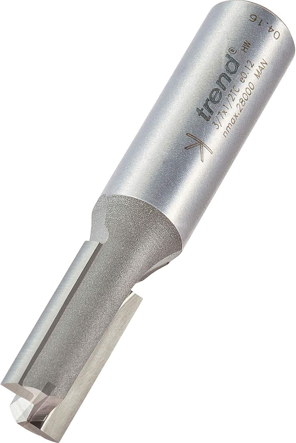 Trend Professional Straight Two Flute Router Cutter, 1/2 Inch Shank, 11mm Cut Diameter, Tungsten Carbide Tipped, 3/7X1/2TC