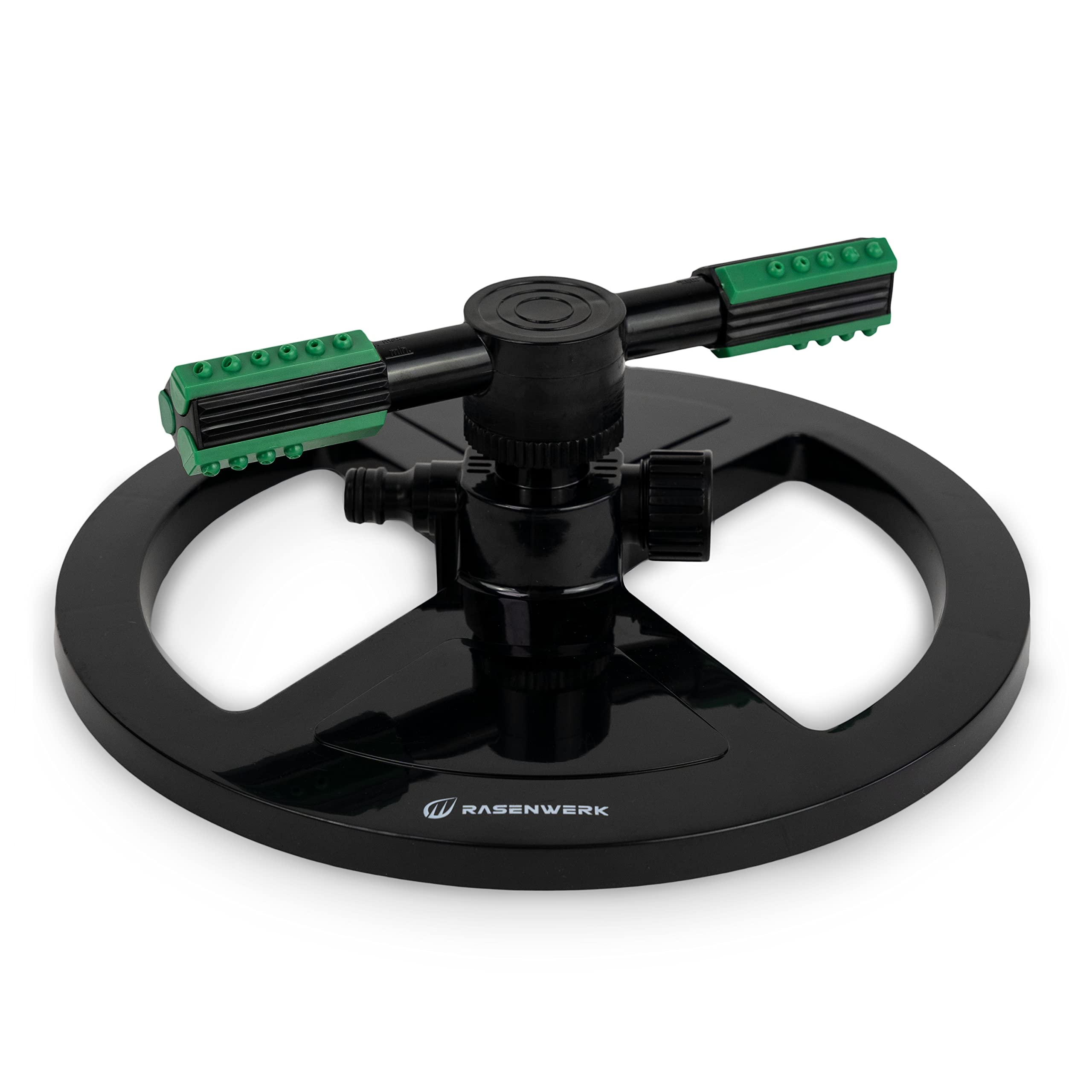 RASENWERK® - Circular sprinkler - Sprinkler two-armed - 360 degree lawn sprinkler Lawn sprinkler - For watering in the garden - For large and small meadow areas